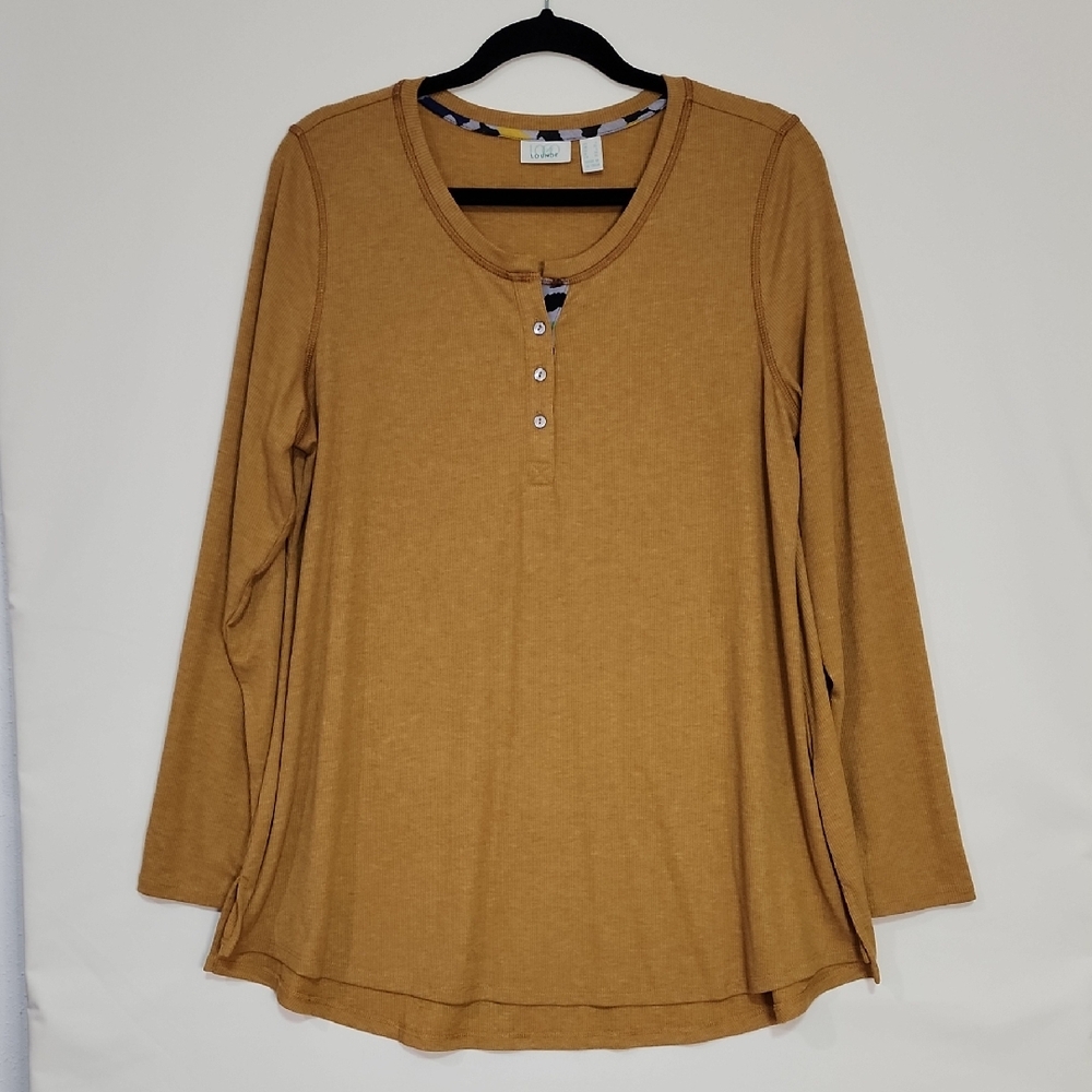 LOGO Lounge Rib Knit Henley Top  L